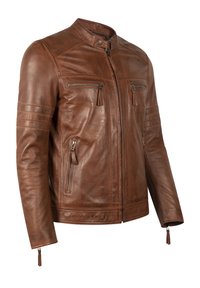 JONES - Leather jacket - cognac brown