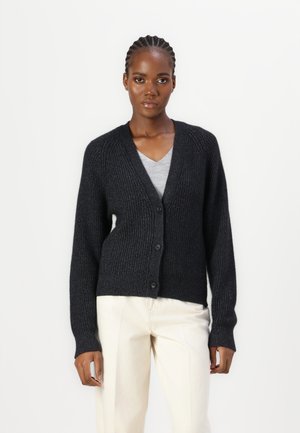 RIB RELAXED CARDI - Cardigan - black