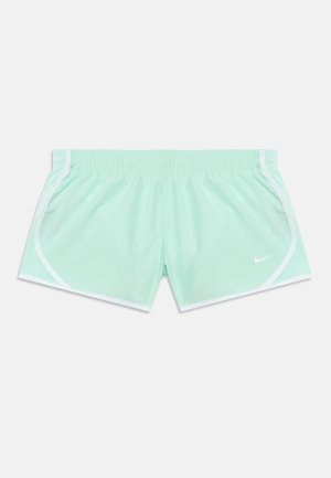 Ανοιχτό πράσινο αθλητικό σορτς Nike με λευκή λεπτομέρεια και ελαστική μέση, τοποθετημένα επίπεδα σε λευκό φόντο.