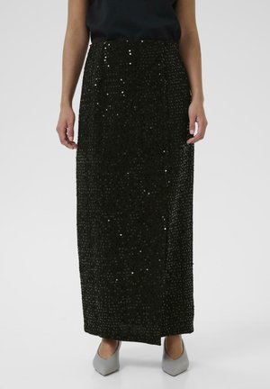 TAMERA SEQUIN - Falda larga - black
