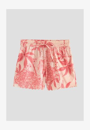 Katoenen shorts met bloemenpatroon in lichtroze, met een geschulpte zoom, voorzien van een elastische tailleband en een trekkoord voor een verstelbare pasvorm.