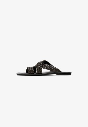 Massimo Dutti, BRAIDED LEATHER SANDALS - Slip-on sandaler - dark brown