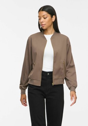 VILA BOMBER JACKET VIBUBBLE ZIPPER - Sweat zippé - taupe