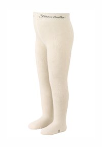 Strumpfhose in cremefarben mit gerippter Textur und leicht undurchsichtigem Finish. Verfügt über einen weichen Bund mit dezenten Logodetails.