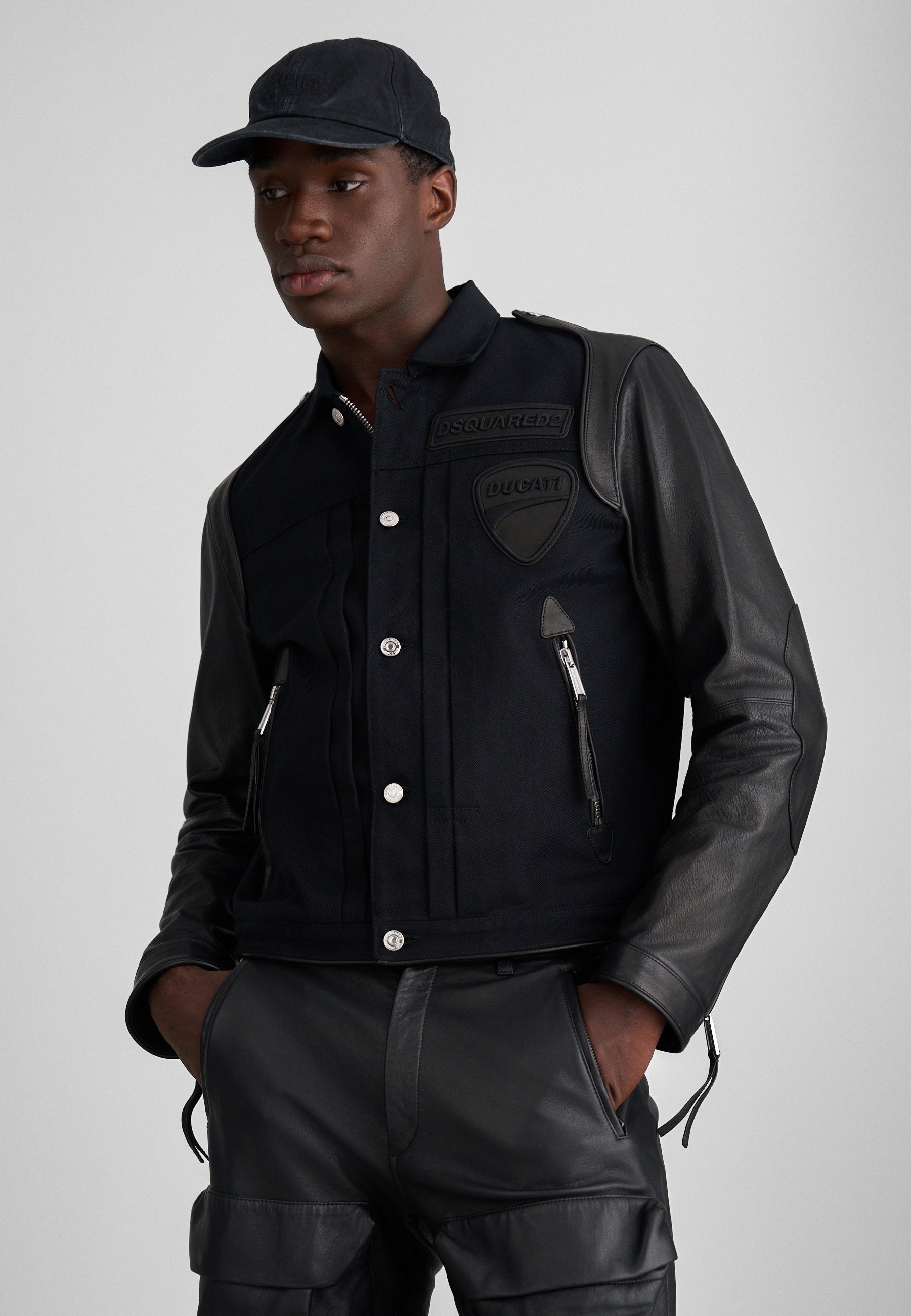 Dsquared2 DUCATI HYBRID JACKET - Leather jacket - black - Zalando