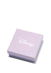 Coffret cadeau carré violet avec une texture lisse, arborant un logo Disney blanc et des motifs d'étoiles sur le couvercle.