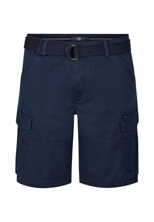 Marineblauwe cargoshorts van katoen met een geweven riem, voorzien van meerdere zakken en een comfortabele pasvorm.
