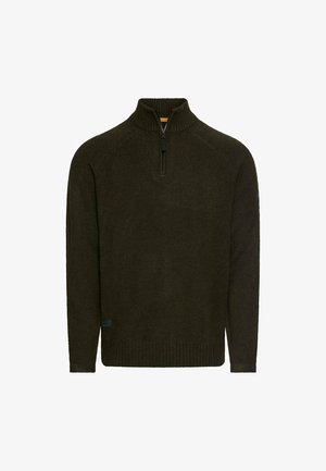 camel active, LEICHTER PULLOVER MIT STEHKRAGEN UND REISSVERSCHLUSS - Strickpullover - dark olive green