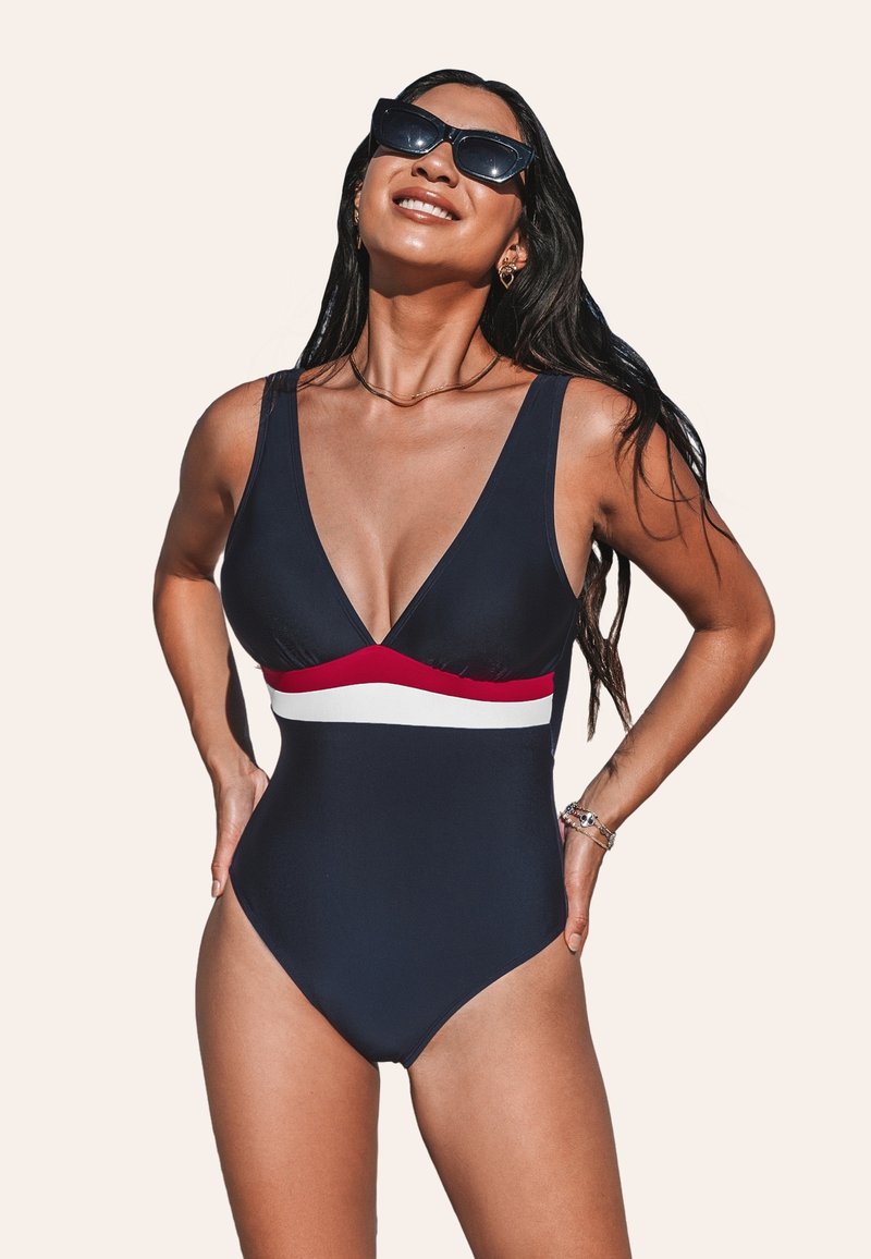 Cupshe PLUNGING BUST ENHANCING POWER  - Traje de baño - dark blue