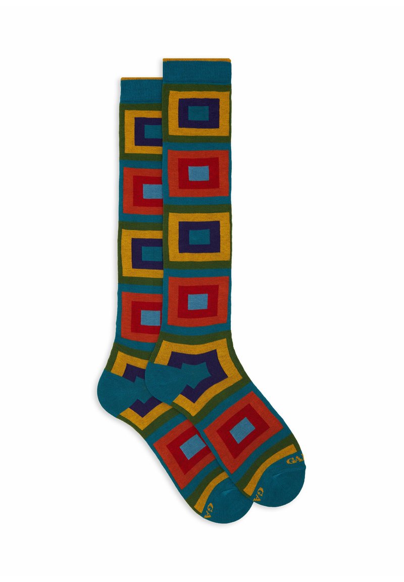 Gallo WITH CONCENTRIC SQUARE MOTIF - Calzettoni - laguna