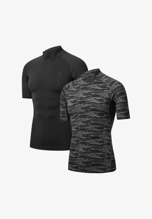 Danish Endurance COMPRESSION SHORT SLEEVE 2-PACK - T-shirt till träning - black grey camo