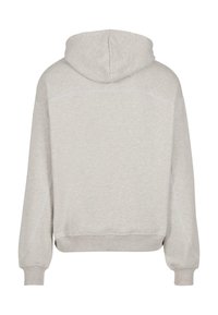 Lichtgrijze cropped hoodie met een trekkoordkap, ribgebreide manchetten en zoom. Zachte stof met een gladde textuur en minimale stikdetails.
