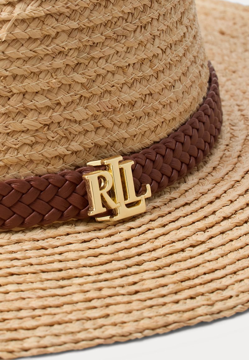 Lauren Ralph Lauren Brown Woven Straw Fedora Lauren Ralph Lauren WOVEN-LEATHER-TRIM RAFFIA FEDORA - Hat  main image 2
