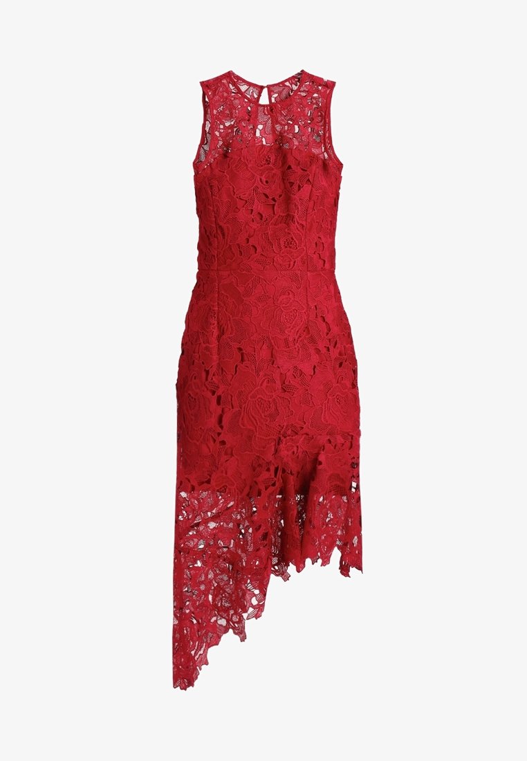 river island red lace dress Red Sequin Lace Cami Midi Dress
