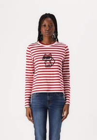 KARL LAGERFELD IKON PRINT STRIPE - Top s dlouhým rukávem - scarlet sage/cream stripe