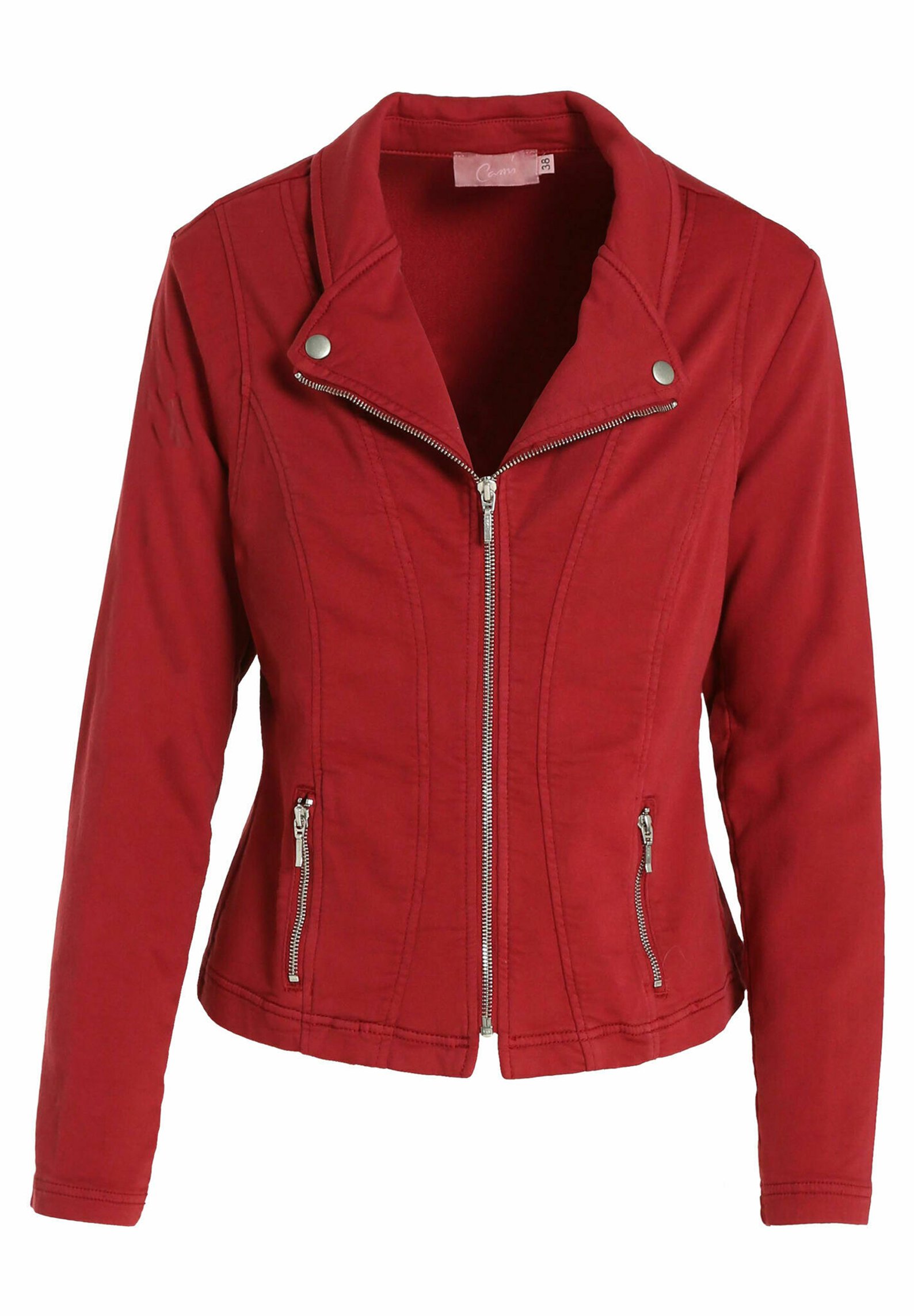 cherry red denim jacket