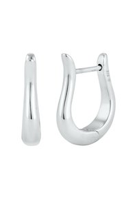 Silver hoopörhängen med en slät, rundad design. De har en polerad finish, en sömlös stängning och en mjukt avsmalnande form.