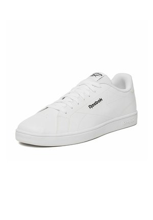 Zapatilla blanca Reebok de perfil bajo con cordones delanteros y logo sutil en el lateral y talón, mostrada sobre un fondo blanco.