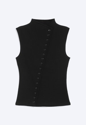 Weekday, GILLY ASYMMETRIC BUTTON TOP - Débardeur - black