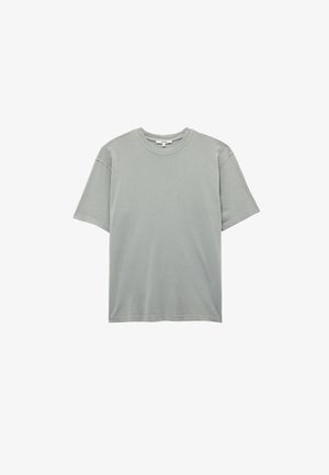 Lys grå t-shirt lavet af bomuld, med rund hals, korte ærmer og en afslappet pasform med minimale syninger.