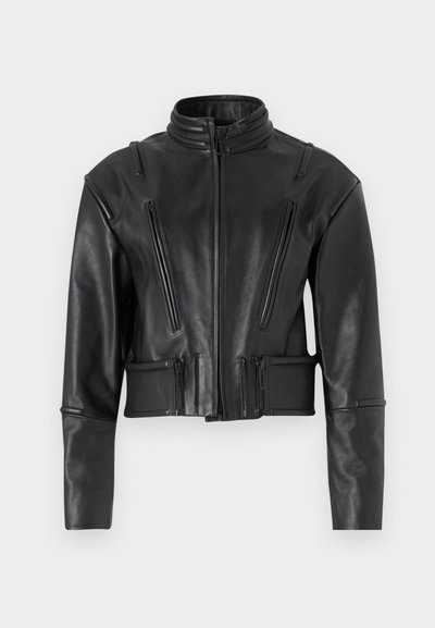032c HIPPOLYTA GUARDED BIKER JACKET - Lederjacke - black