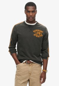 Superdry & Co ATHLETIC STRIPED LONG SLEEVE - Longsleeve - washed black