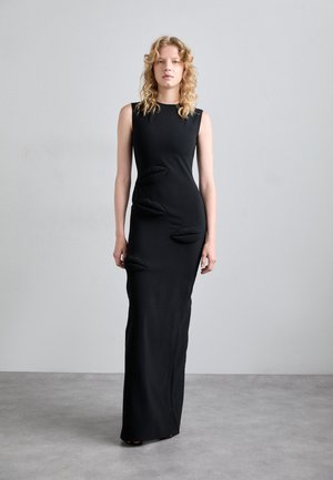 FITTED DRESS WITH MULTI LIP APPLIQUÉ - Iltapuku - black