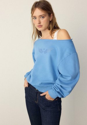 WITH RHINESTONE WINGS - Sweatshirt - light blue