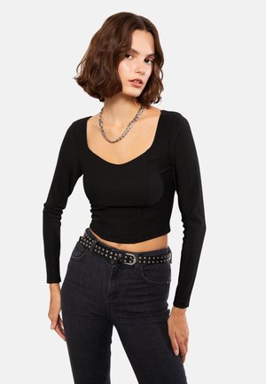 V-NECK STRAIGHT LONG SLEEVE - Maglietta a manica lunga - black