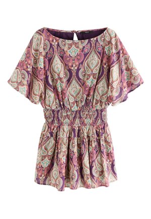 REGULAR FIT - SHIRRED WAIST  - Lühikeste varrukatega bodi - pink/purple paisly print