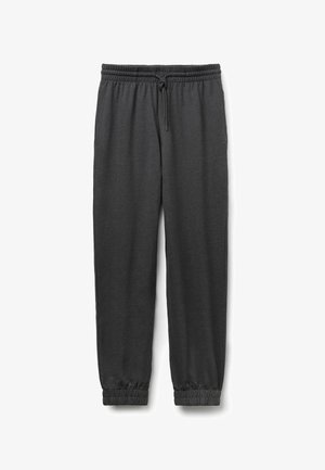 Dunkelgraue Jogginghose aus weichem Material. Mit elastischem Bund und Kordelzug sowie ribbedelastischen Bündchen an den Knöcheln.