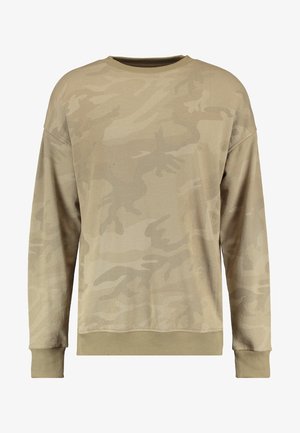 Sudadera color caqui con un sutil patrón de camuflaje. Mangas largas con puños y dobladillo de punto, confeccionada en una textura de tela suave.