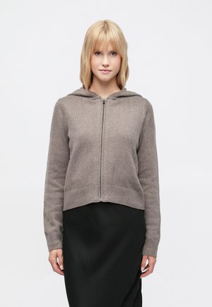 CASHSOFT ZIPPER HOODIE - Kardigán - toasted almond