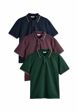 Next, REGULAR FIT - SHORT SLEEVE TIPPED 3 PACK   - Polo shirt - navy plum green