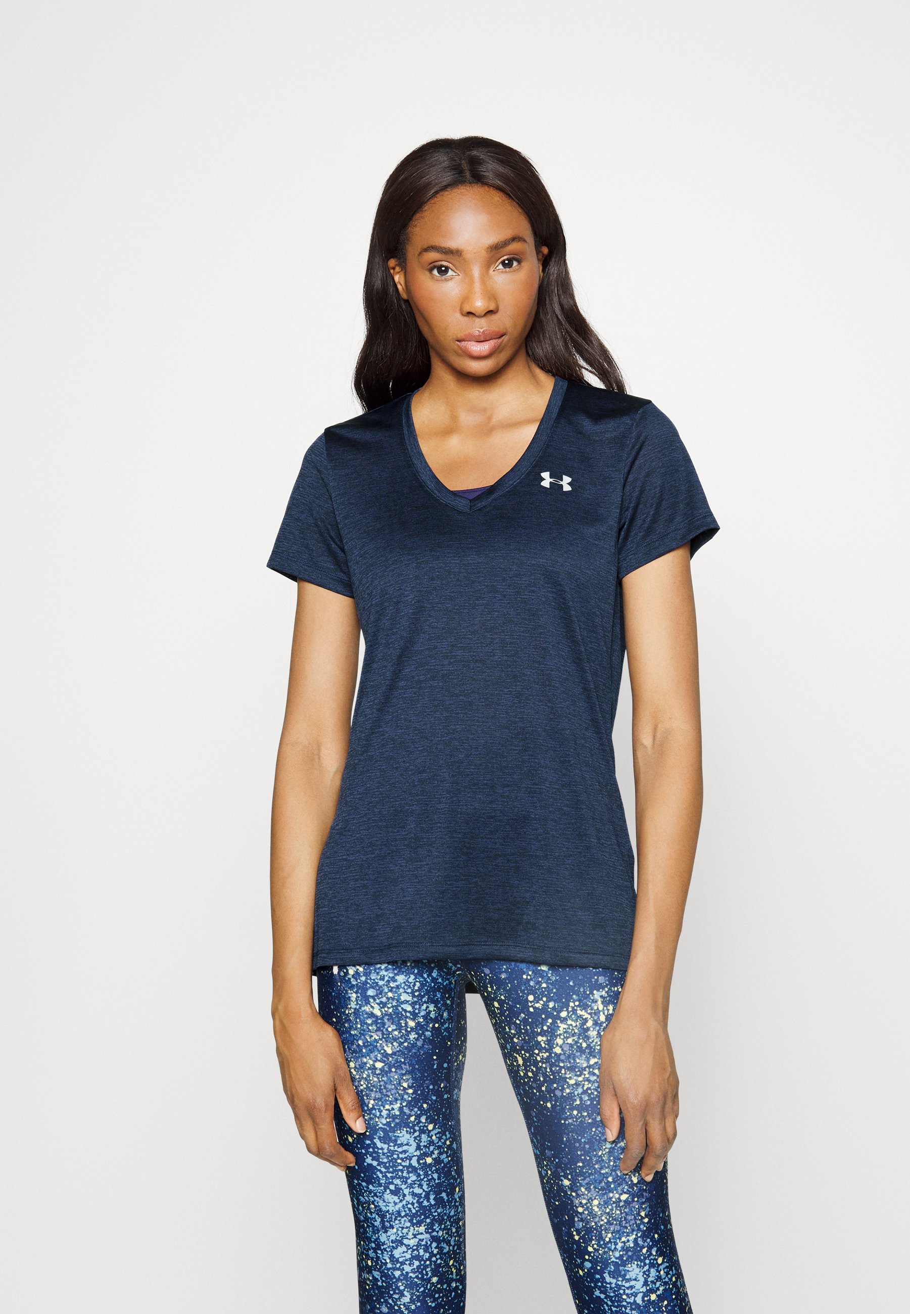 Under Armour Women's Tech Twist T-Shirt Varsity Blue / Blizzard / Metallic  Silver