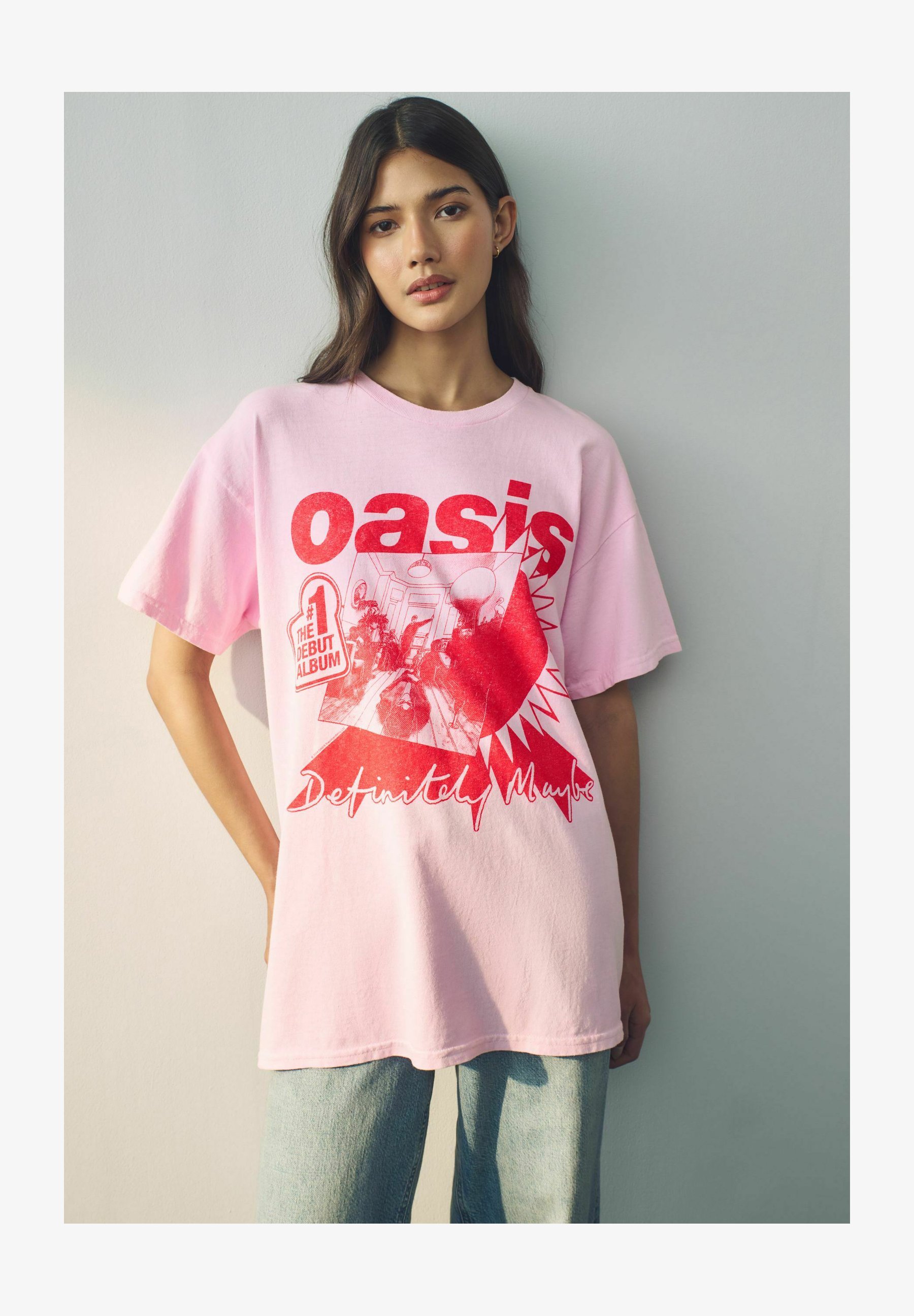 ATHMILE T-shirt Oversize Donna Maniche Corte Rosa - Girocollo Morbido, Vestibilità Ampia, Casual Estiva Y2K, Taglia S