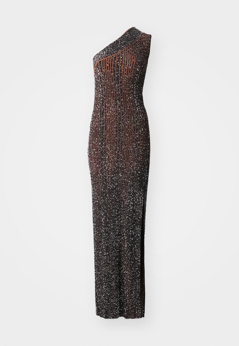 one shoulder missoni dress Long one-shoulder cover-up dress in zig zag lam viscose with sequins and  fringes Multicoloured