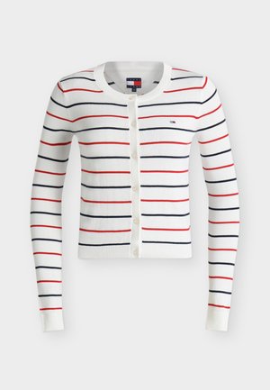 Tommy Jeans, ESSENTIAL CREW NECK CARDIGAN - Cardigan - ecru / multi stripe