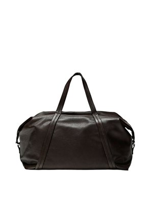 Borsa da viaggio in pelle marrone scuro con due manici e superficie testurizzata, mostrata su sfondo bianco.