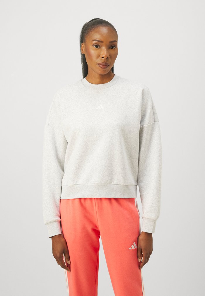 adidas ESSENTIALS SMALL LOGO FEEL COZY - Sweatshirt - light grey heather/white