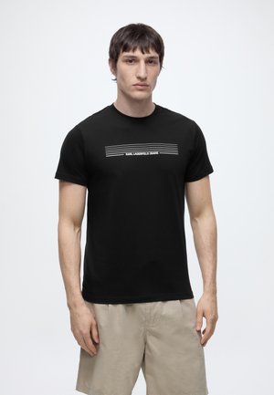 Karl Lagerfeld Jeans SLIM FIT STRIPED LOGO - T-Shirt print - black