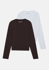 2 PACK UNISEX - Top dugih rukava - white/dark brown