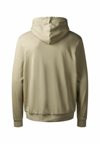 Khaki hoodie met een zachte textuur, voorzien van een capuchon met trekkoord, ribbelmanchetten en een relaxed fit met een rechte zoom.