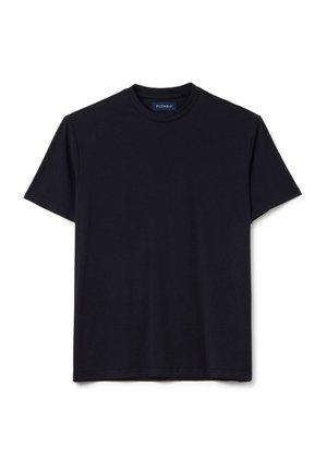 Zwarte katoenen T-shirt met een ronde hals, korte mouwen en een soepele textuur. Heeft een gestikte label aan de binnenkant van de hals met "PIOMBO."