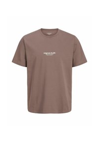 JORVESTERBRO TEE CREW NECK - Marškinėliai su spaudiniu - deep taupe