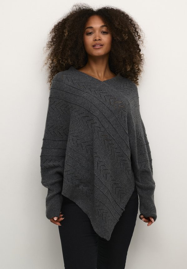 HOLIDAY PONCHO - Strickpullover - asphalt melange