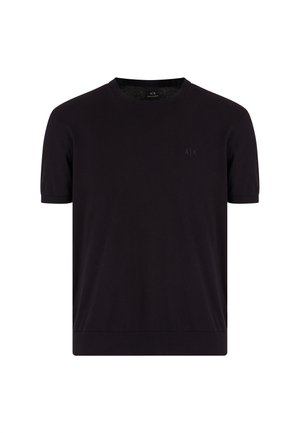 T-shirt in cotone nero con scollatura rotonda e maniche corte. Presenta un logo discreto sul petto e una texture liscia e uniforme.