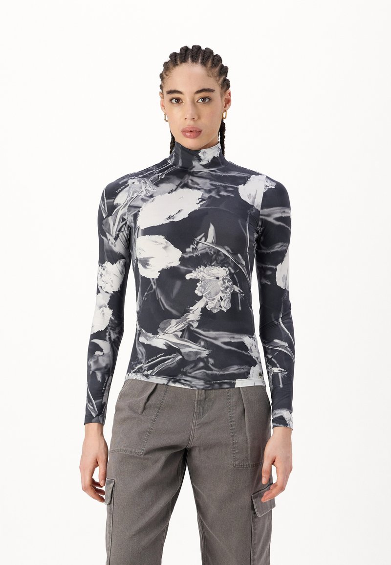 G-STAR PRINTED MOCK SLIM FIT  - Μπλούζα με μακριά μανίκια - black liquid