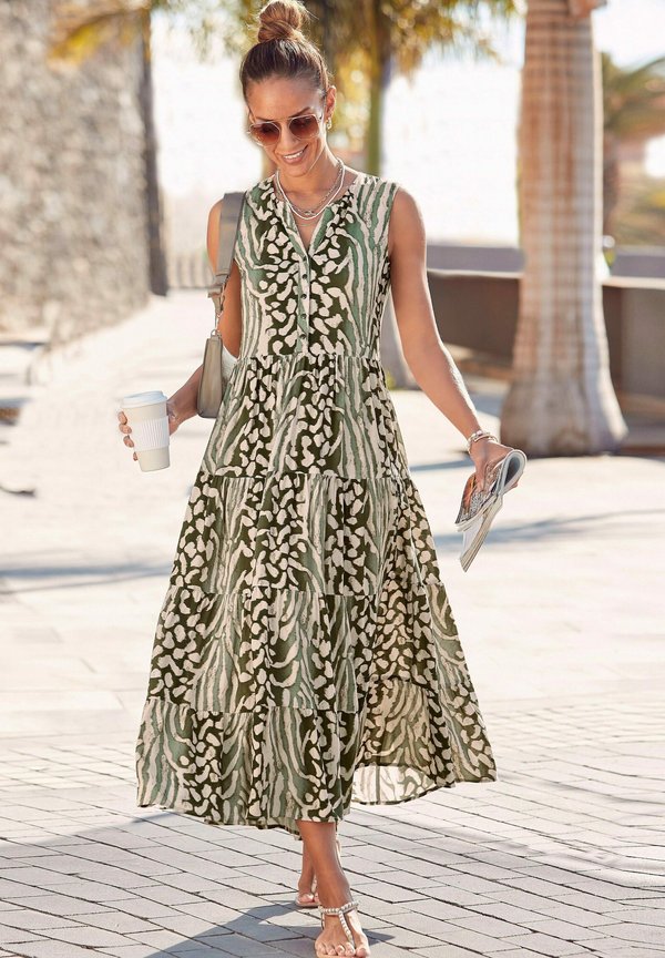 Strandaccessoire - grün taupe bedruckt