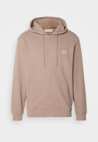 LABEL ZIP THROUGH HOODIE - Sudadera con cremallera - taupe gray